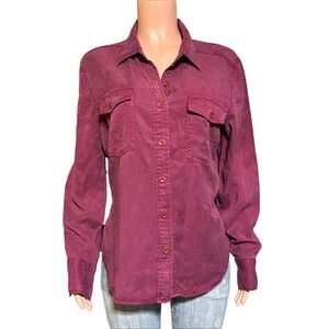 Pulp Women's shirt tencel button-down burgundy casual shirt L